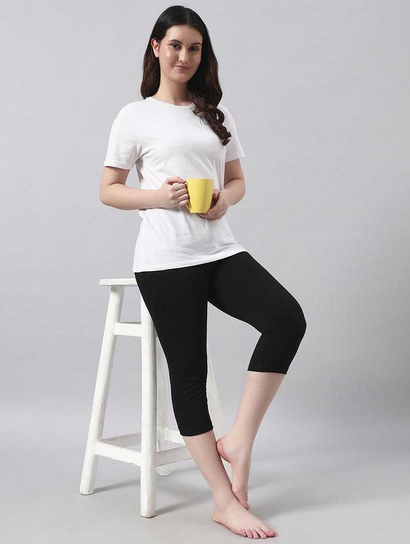women solid mid rise capri - 22026585 - Standard Image - 3