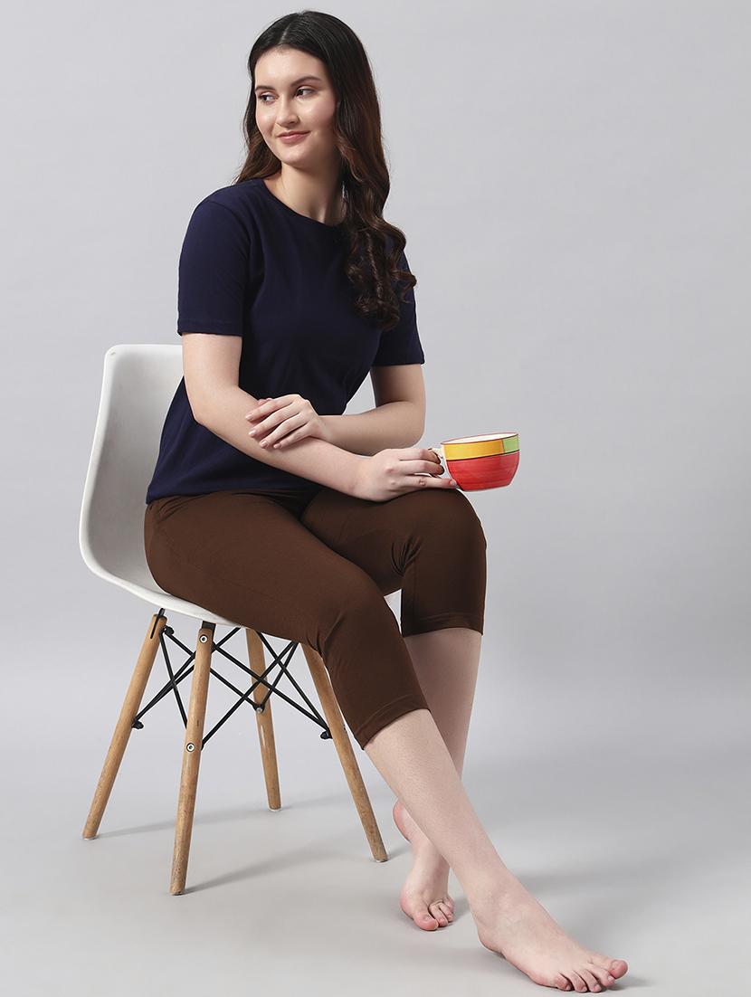 women solid mid rise capri - 22026586 - Standard Image - 3