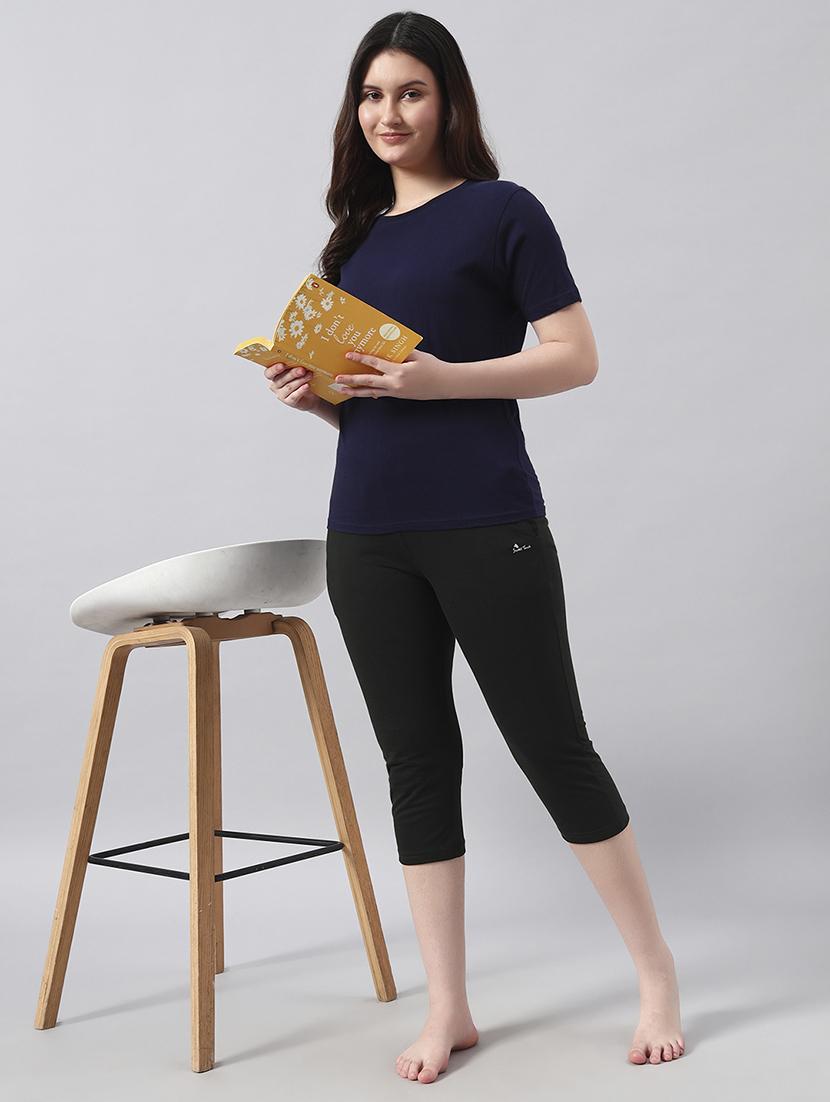 women solid mid rise capri - 22026587 - Standard Image - 3