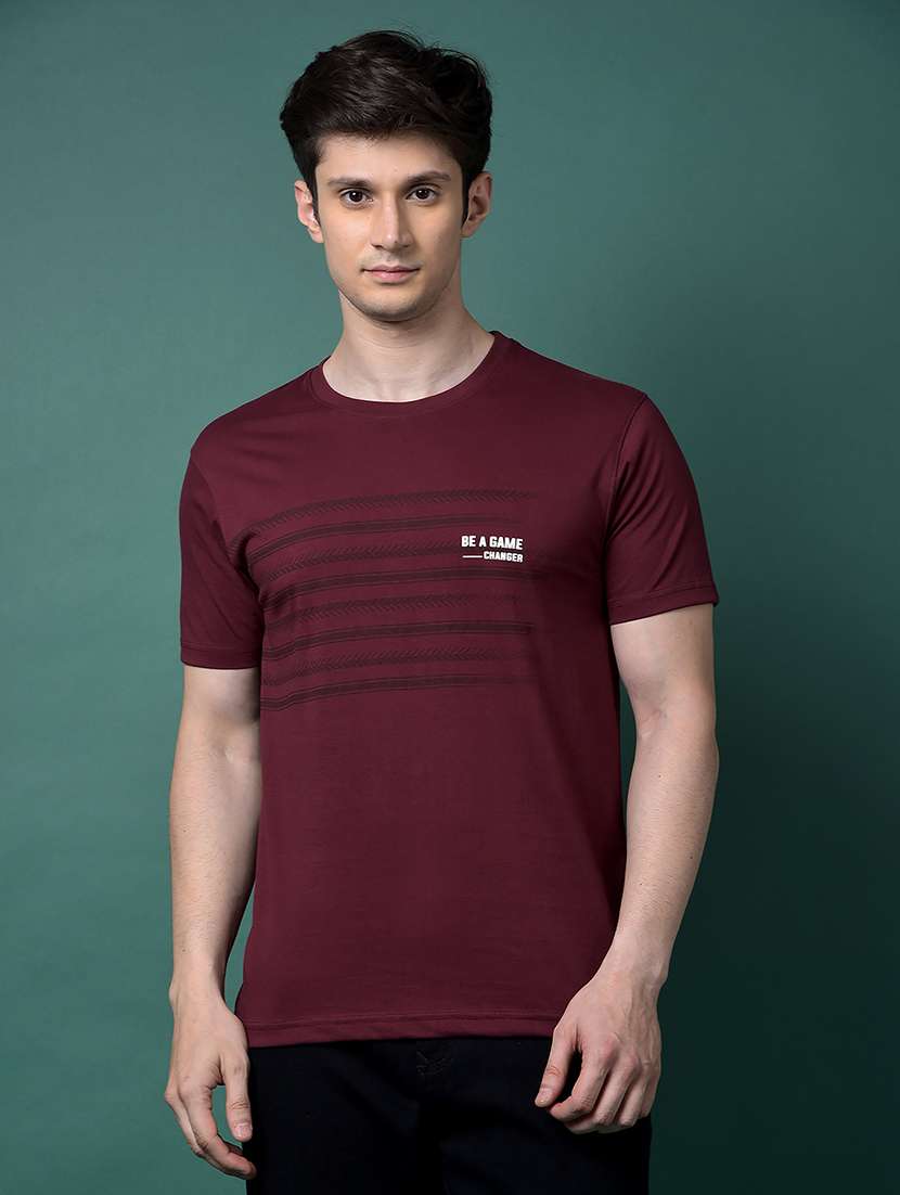 men chest print short sleeve regular fit t-shirt