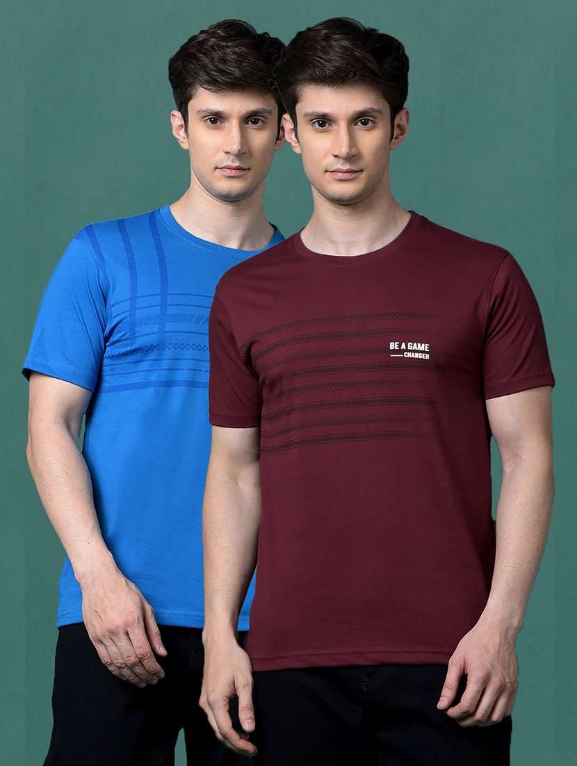 men pack of 2 printed short sleeve regular fit t-shirt