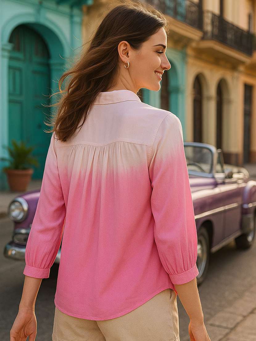 women ombre print collared regular fit shirt - 22026619 -  Standard Image - 3