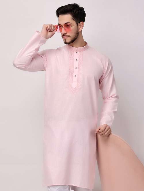 men solid mandarin neck long kurta - 22026639 -  Standard Image - 0