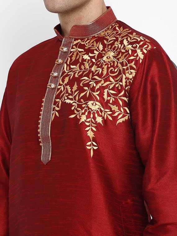 men mandarin neck kurta churidar ethnic wear set - 22026655 - Standard Image - 3