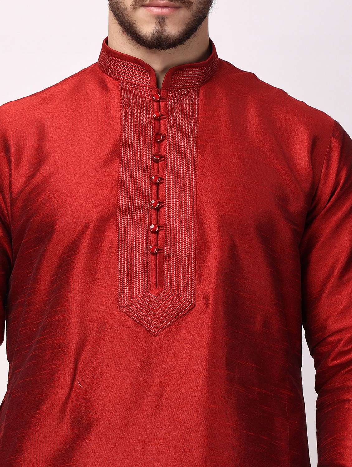 men mandarin neck kurta pyjama ethnic wear set - 22026658 - Standard Image - 5