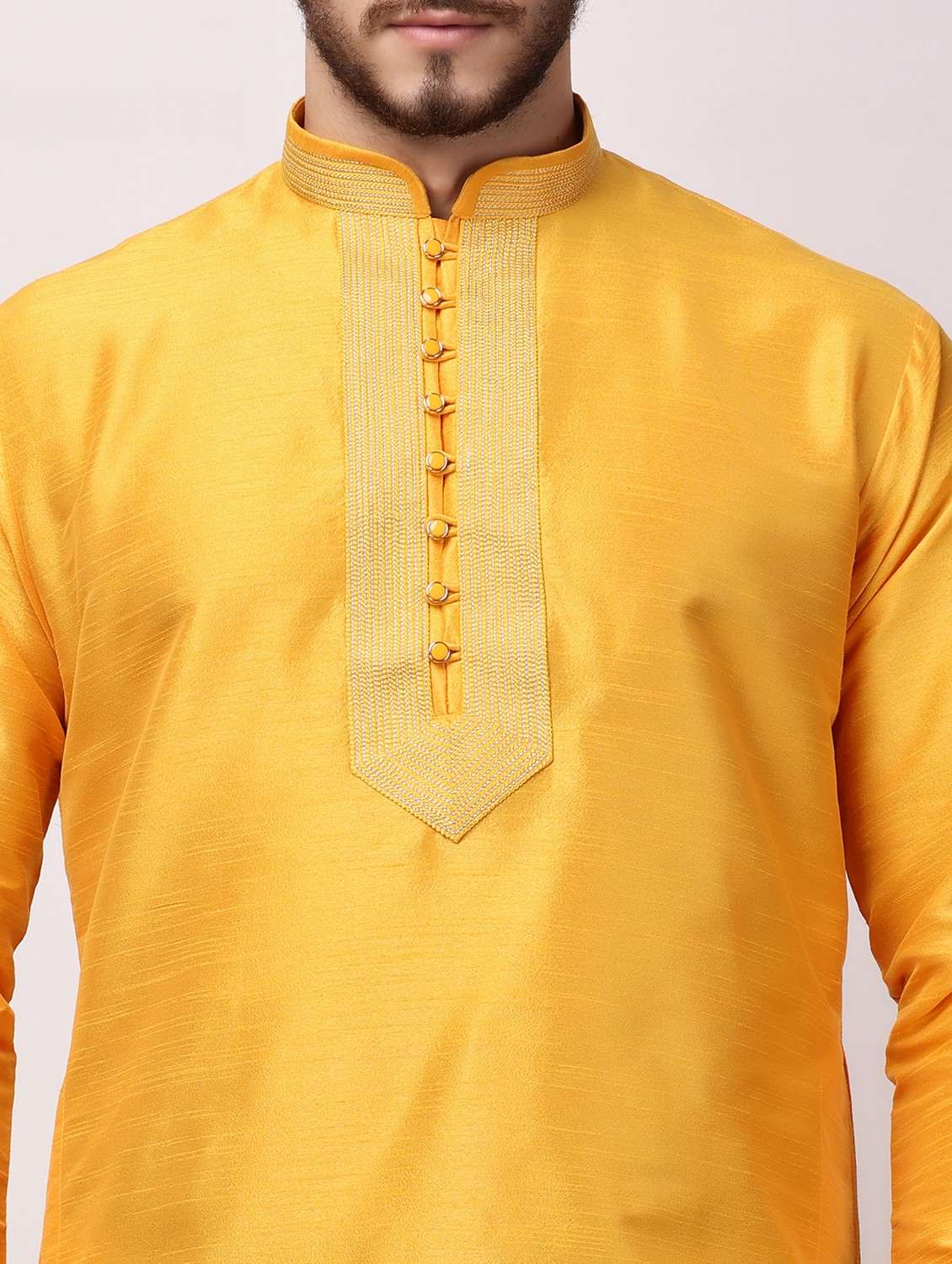 men mandarin neck kurta pyjama ethnic wear set - 22026659 - Standard Image - 5