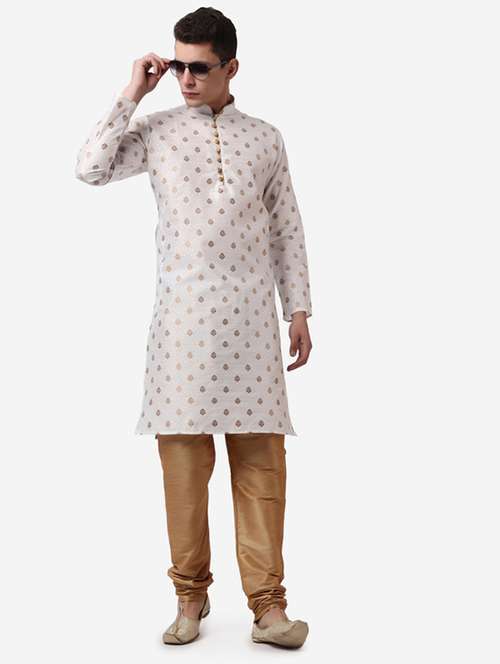 men mandarin neck kurta churidar ethnic wear set - 22026660 -  Standard Image - 0