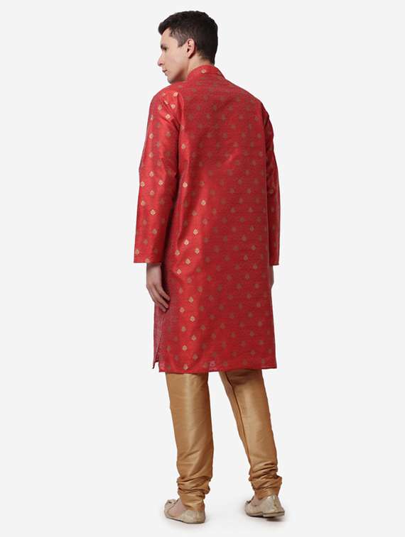 men mandarin neck kurta churidar ethnic wear set - 22026663 -  Standard Image - 3