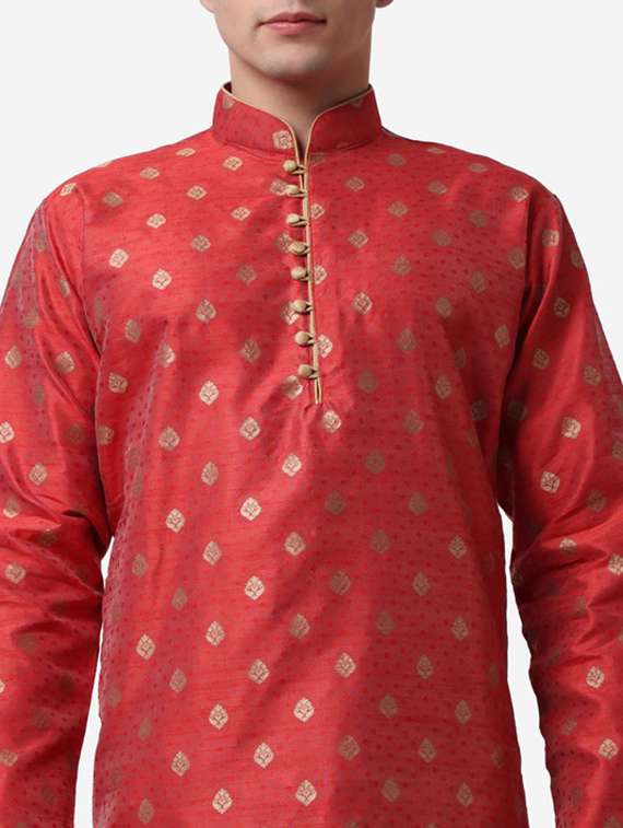 men mandarin neck kurta churidar ethnic wear set - 22026663 -  Standard Image - 5