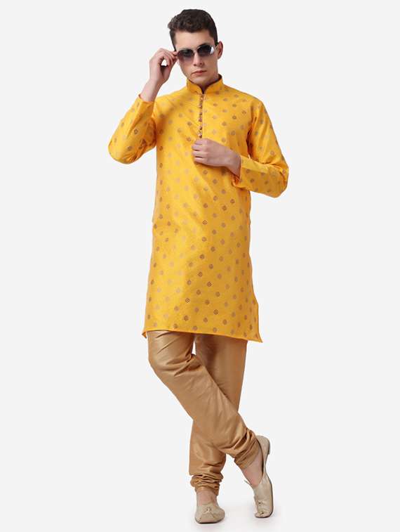 men mandarin neck kurta churidar ethnic wear set - 22026664 -  Zoom Image - 0