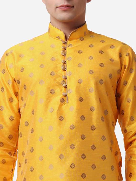 men mandarin neck kurta churidar ethnic wear set - 22026664 -  Standard Image - 5