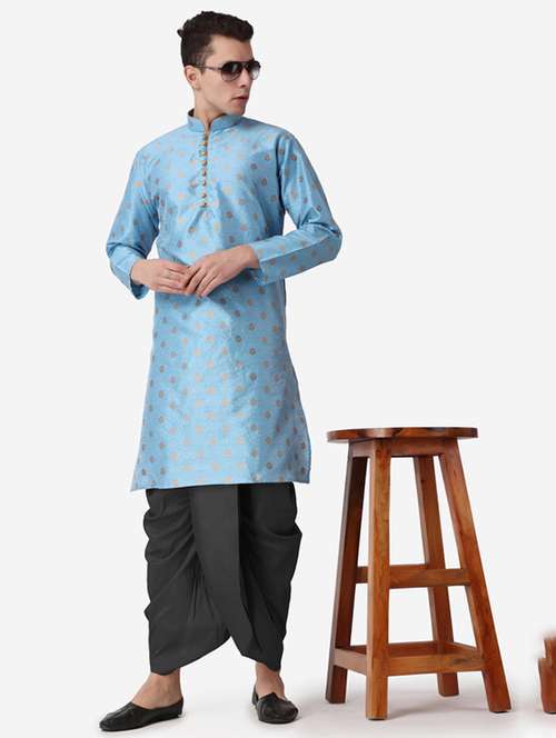 men self design mandarin neck dhoti kurta ethnic wear set - 22026669 -  Standard Image - 0