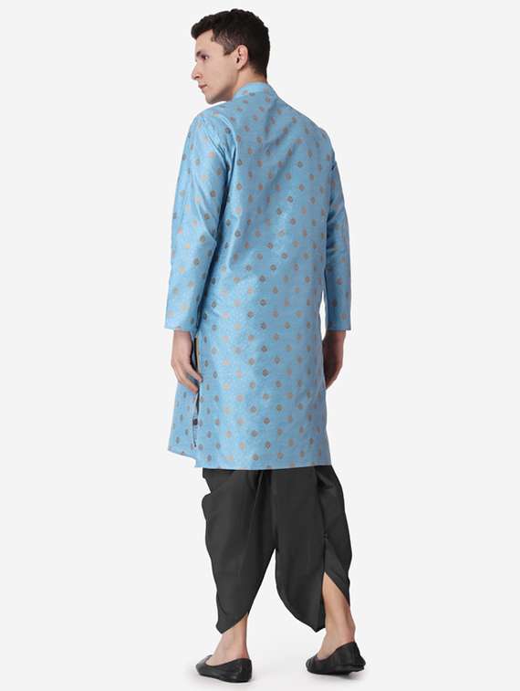 men self design mandarin neck dhoti kurta ethnic wear set - 22026669 -  Standard Image - 3
