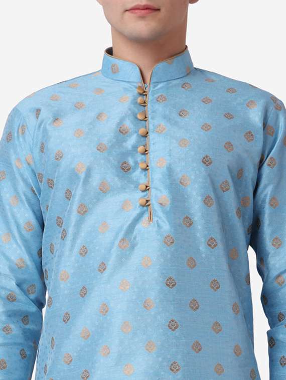 men self design mandarin neck dhoti kurta ethnic wear set - 22026669 -  Standard Image - 5