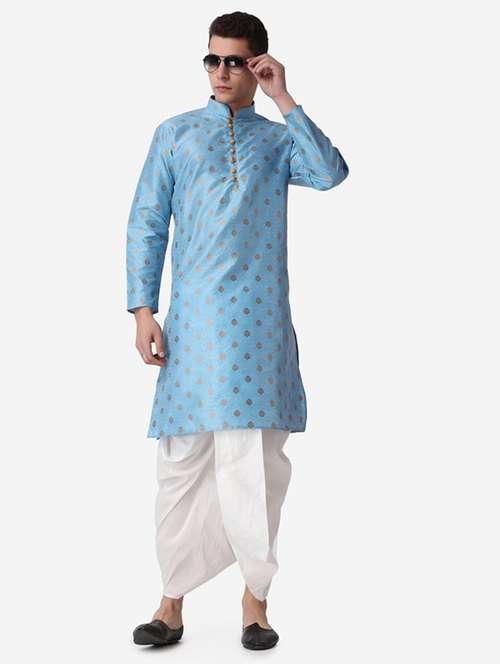 men self design mandarin neck dhoti kurta ethnic wear set - 22026672 -  Standard Image - 0