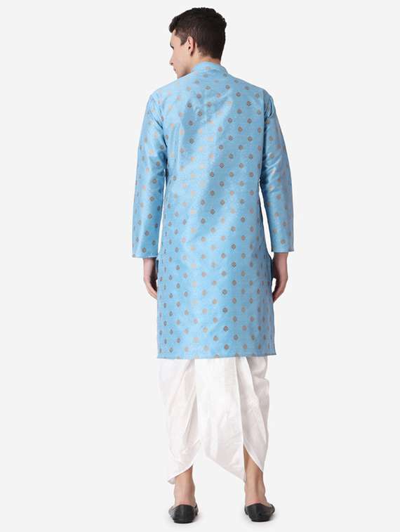men self design mandarin neck dhoti kurta ethnic wear set - 22026672 -  Standard Image - 3