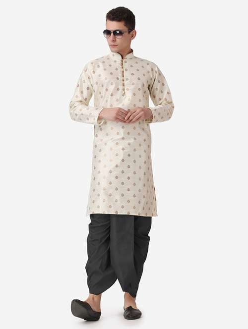 men self design mandarin neck dhoti kurta ethnic wear set - 22026673 -  Standard Image - 0