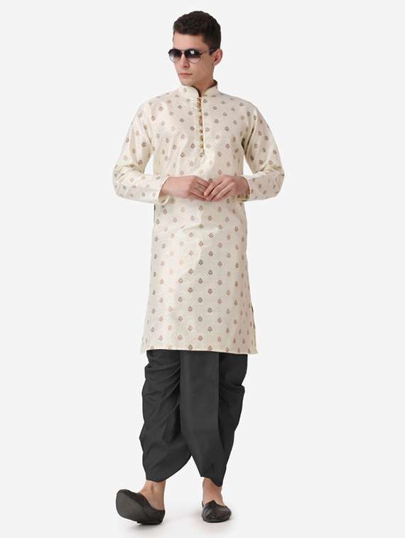men self design mandarin neck dhoti kurta ethnic wear set - 22026673 -  Zoom Image - 0