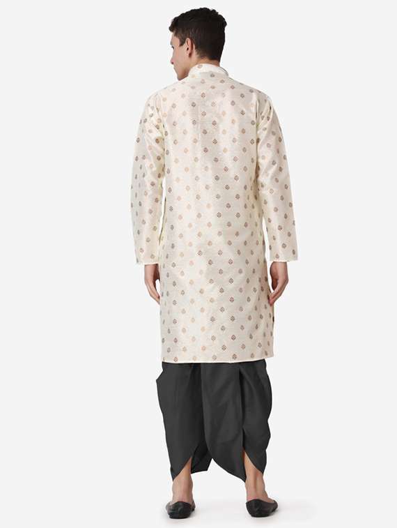 men self design mandarin neck dhoti kurta ethnic wear set - 22026673 -  Standard Image - 3