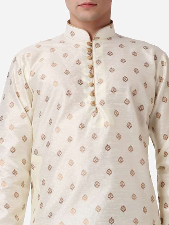 men self design mandarin neck dhoti kurta ethnic wear set - 22026673 -  Standard Image - 5