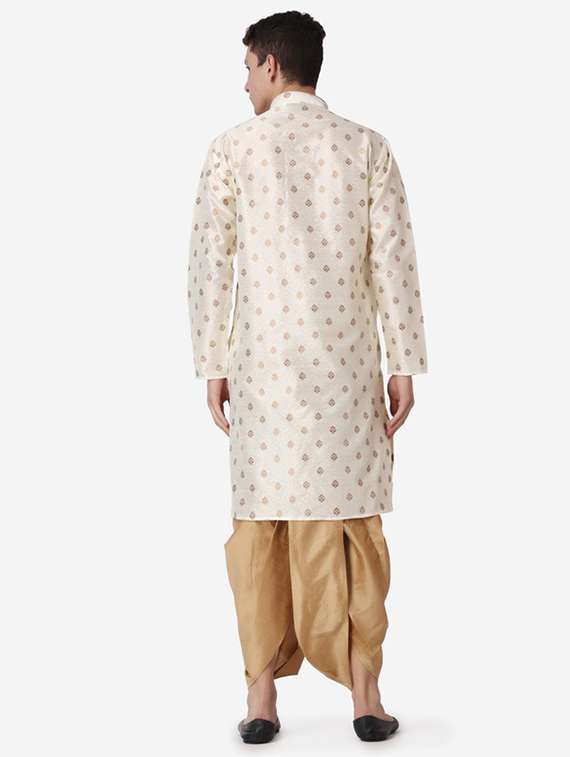 men self design mandarin neck dhoti kurta ethnic wear set - 22026674 -  Standard Image - 3