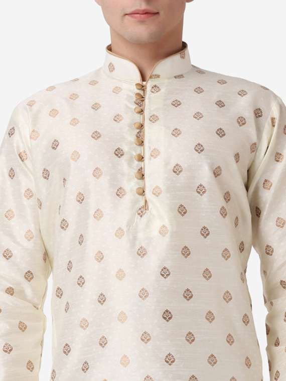 men self design mandarin neck dhoti kurta ethnic wear set - 22026674 -  Standard Image - 5