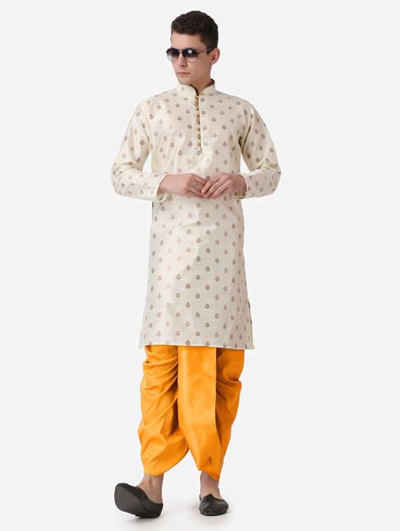 men self design mandarin neck dhoti kurta ethnic wear set - 22026675 -  Zoom Image - 0