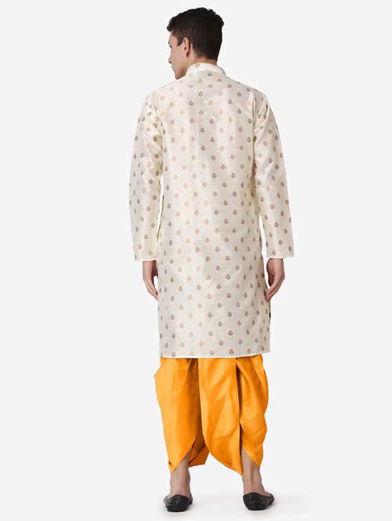 men self design mandarin neck dhoti kurta ethnic wear set - 22026675 -  Standard Image - 3