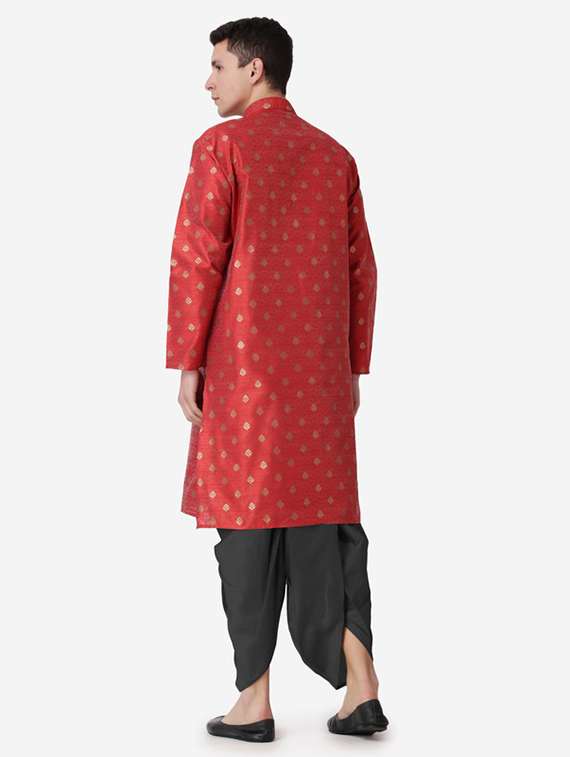 men self design mandarin neck dhoti kurta ethnic wear set - 22026677 -  Standard Image - 3