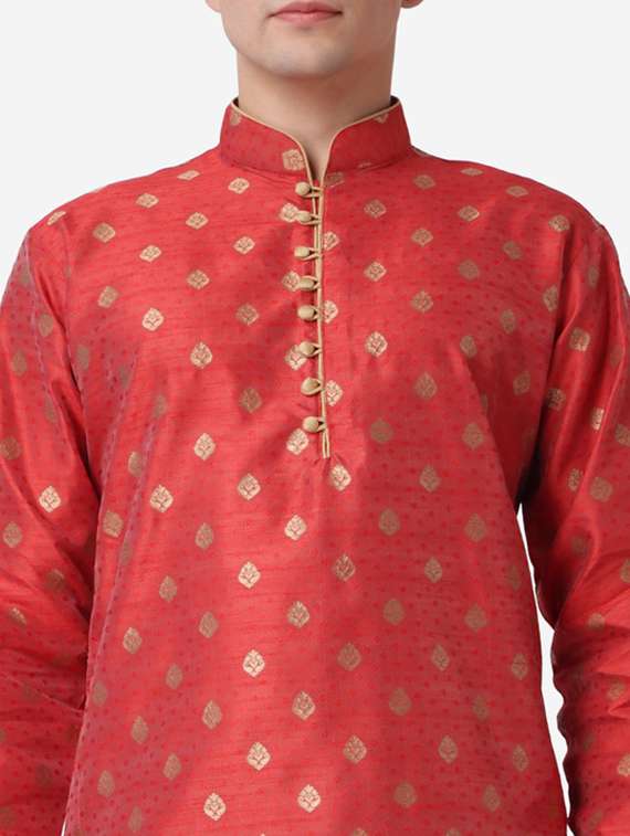 men self design mandarin neck dhoti kurta ethnic wear set - 22026677 -  Standard Image - 5