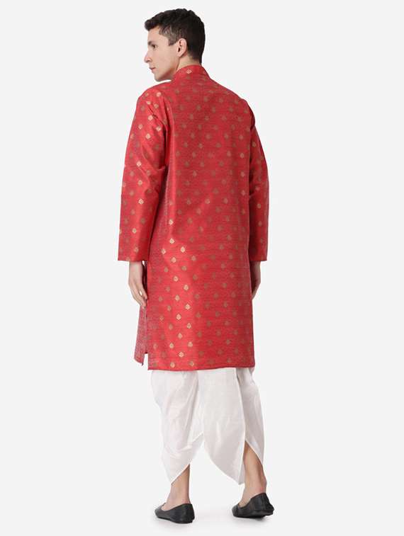 men self design mandarin neck dhoti kurta ethnic wear set - 22026680 -  Standard Image - 3