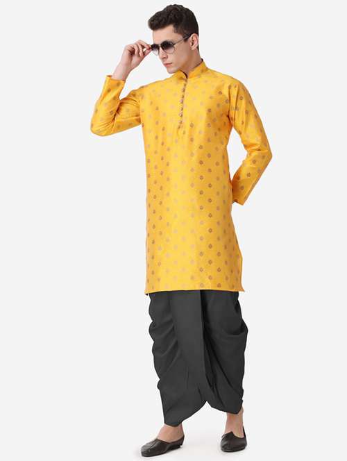 men self design mandarin neck dhoti kurta ethnic wear set - 22026681 -  Standard Image - 0
