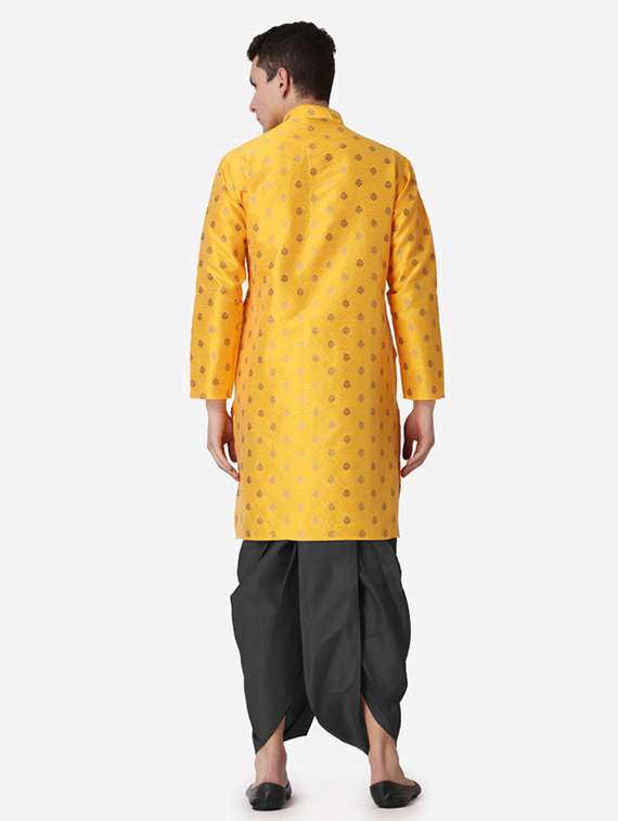 men self design mandarin neck dhoti kurta ethnic wear set - 22026681 -  Standard Image - 3