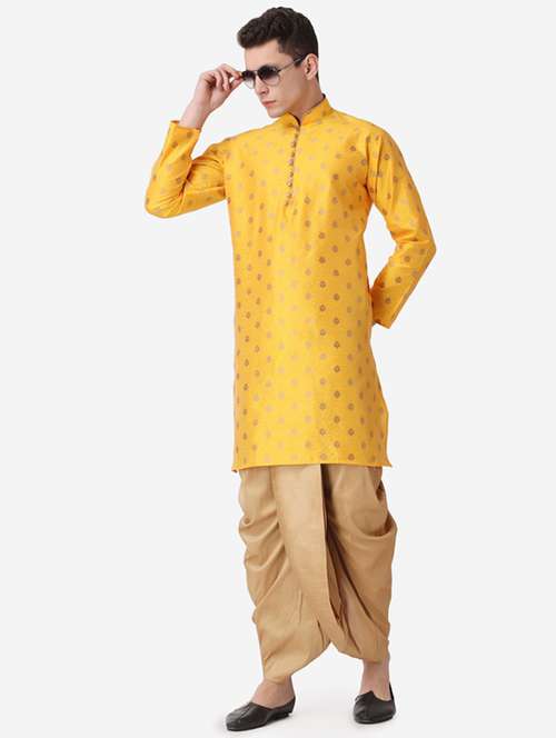 men self design mandarin neck dhoti kurta ethnic wear set - 22026682 -  Standard Image - 0