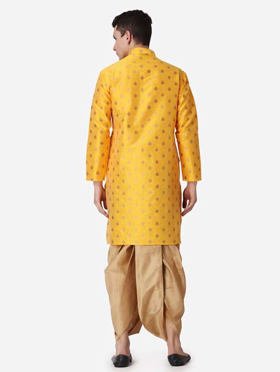 men self design mandarin neck dhoti kurta ethnic wear set - 22026682 -  Standard Image - 3