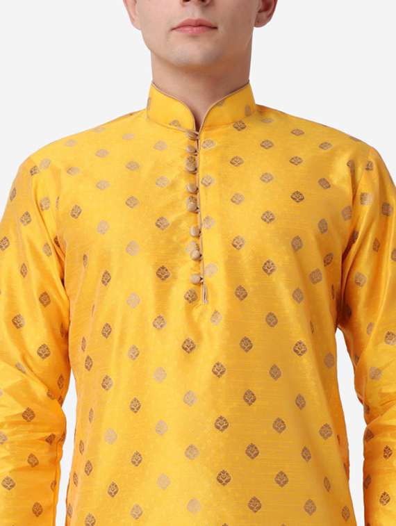 men self design mandarin neck dhoti kurta ethnic wear set - 22026682 -  Standard Image - 5