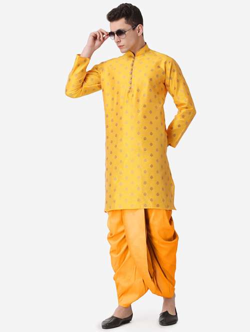 men self design mandarin neck dhoti kurta ethnic wear set - 22026683 -  Standard Image - 0
