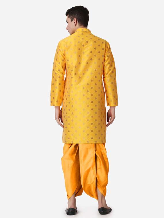 men self design mandarin neck dhoti kurta ethnic wear set - 22026683 -  Standard Image - 3