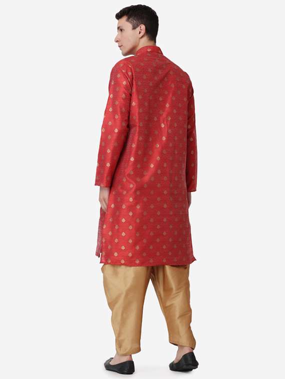 men self design mandarin neck dhoti kurta ethnic wear set - 22026699 -  Standard Image - 3