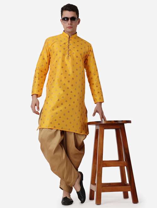 men self design mandarin neck dhoti kurta ethnic wear set - 22026702 -  Standard Image - 0