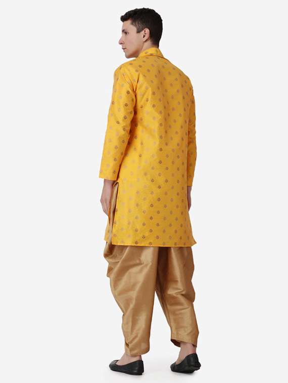 men self design mandarin neck dhoti kurta ethnic wear set - 22026702 -  Standard Image - 3