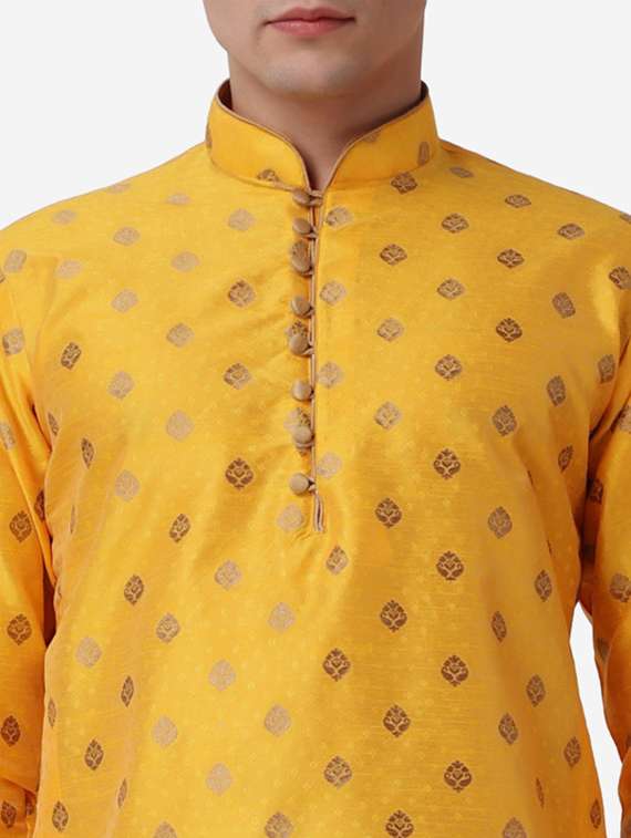 men self design mandarin neck dhoti kurta ethnic wear set - 22026702 -  Standard Image - 5