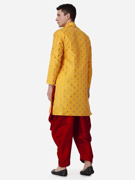 men self design mandarin neck dhoti kurta ethnic wear set - 22026703 -  Standard Image - 3