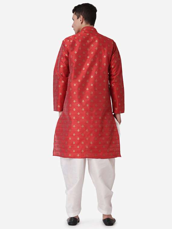 men self design mandarin neck dhoti kurta ethnic wear set - 22026704 -  Standard Image - 3