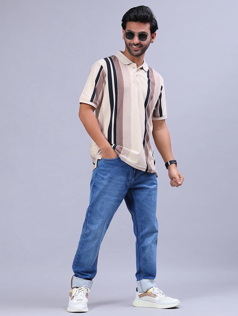 men striped short sleeve regular fit polo t-shirt - 22026979 - Standard Image - 3