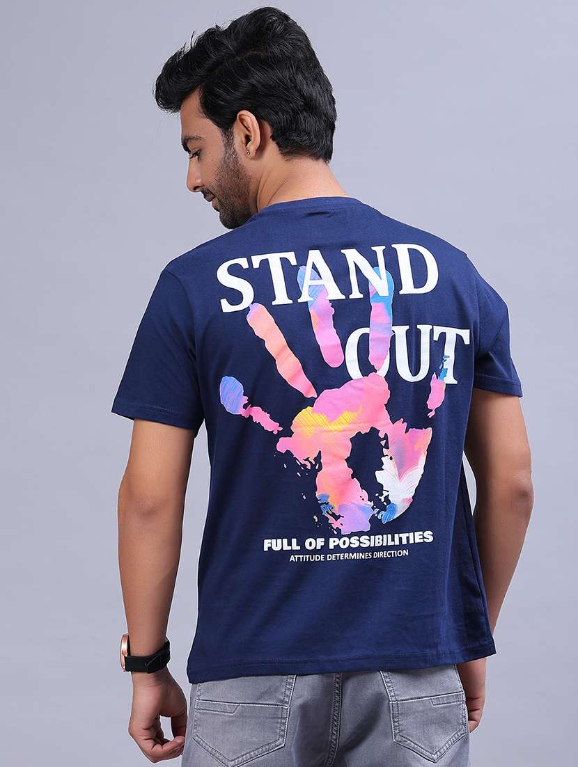 men front & back print round neck regular fit t-shirt