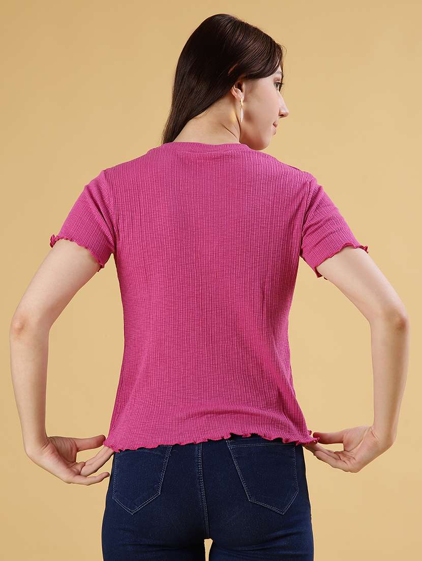 women solid short sleeve regular fit t-shirt - 22027033 -  Standard Image - 3