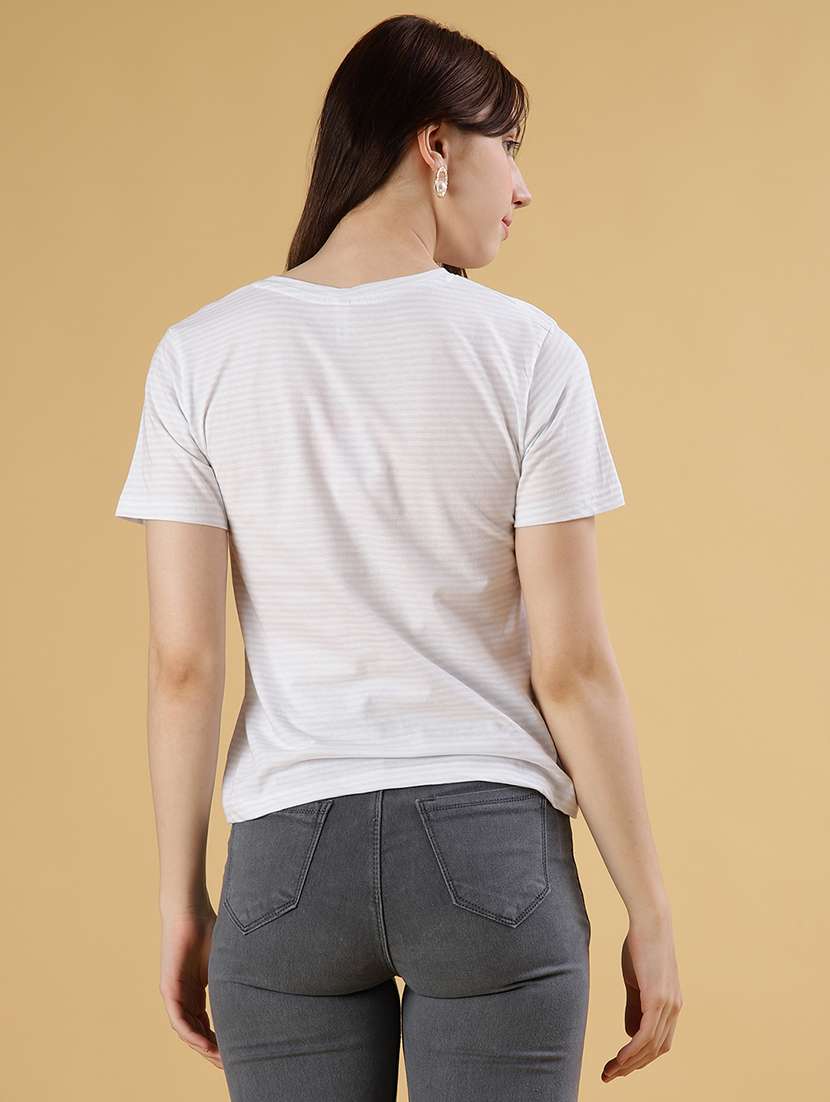 women striped short sleeve regular fit t-shirt - 22027035 -  Standard Image - 3