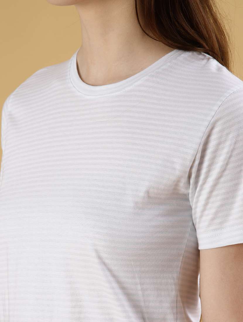 women striped short sleeve regular fit t-shirt - 22027035 -  Standard Image - 5