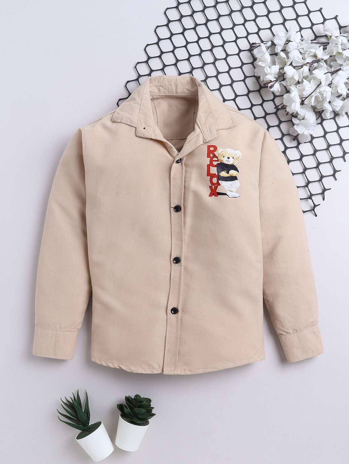 boys solid collared long sleeve shirt - 22027042 -  Zoom Image - 0